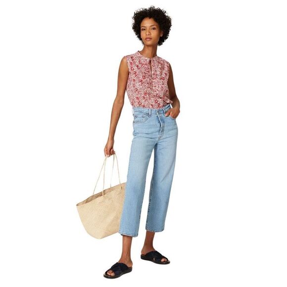 Derek Lam Tops - Derek Lam 10 Crosby Red Vintage Floral Ruffle Cotton Top